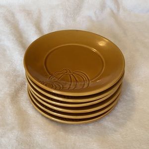 6 Pier 1 Gold salad plates, pumpkin design